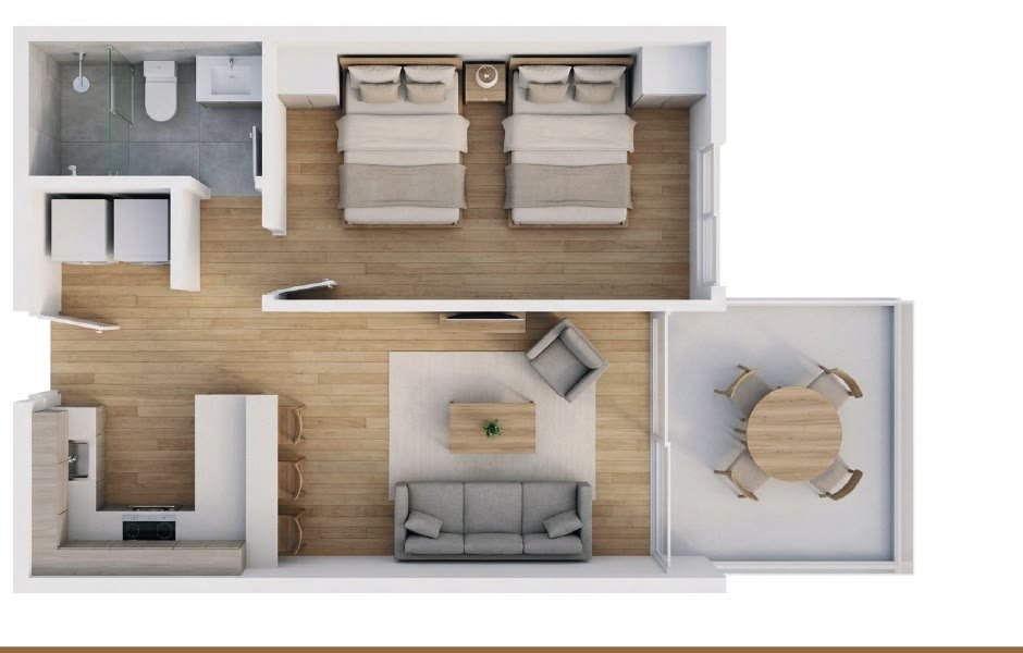 Planta arquitectónica Apartamento Tipo 1A, Mangla