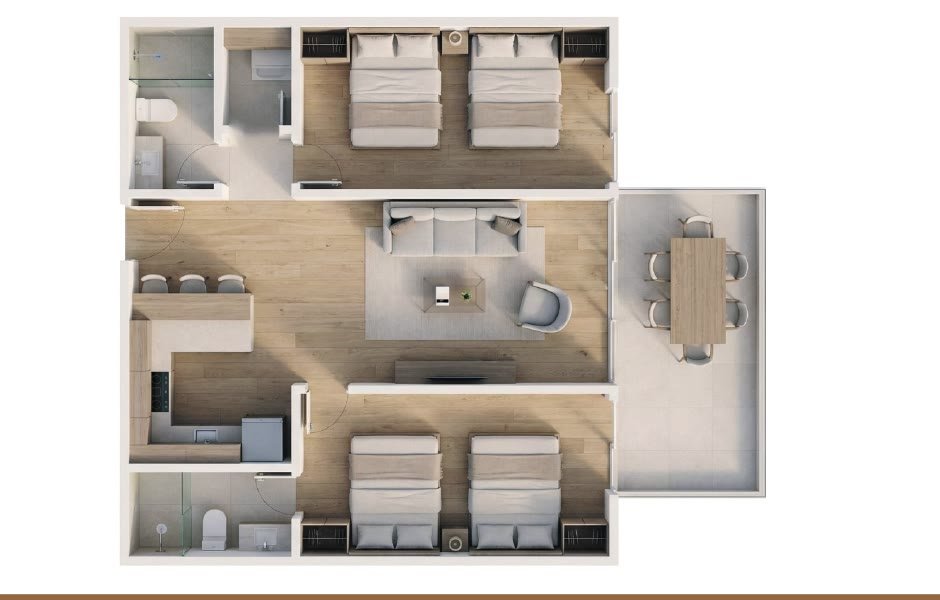 Planta arquitectónica Apartamento Tipo 2A, Mangla