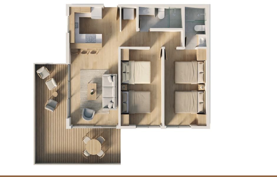 Planta arquitectónica Apartamento Tipo 2B, Mangla