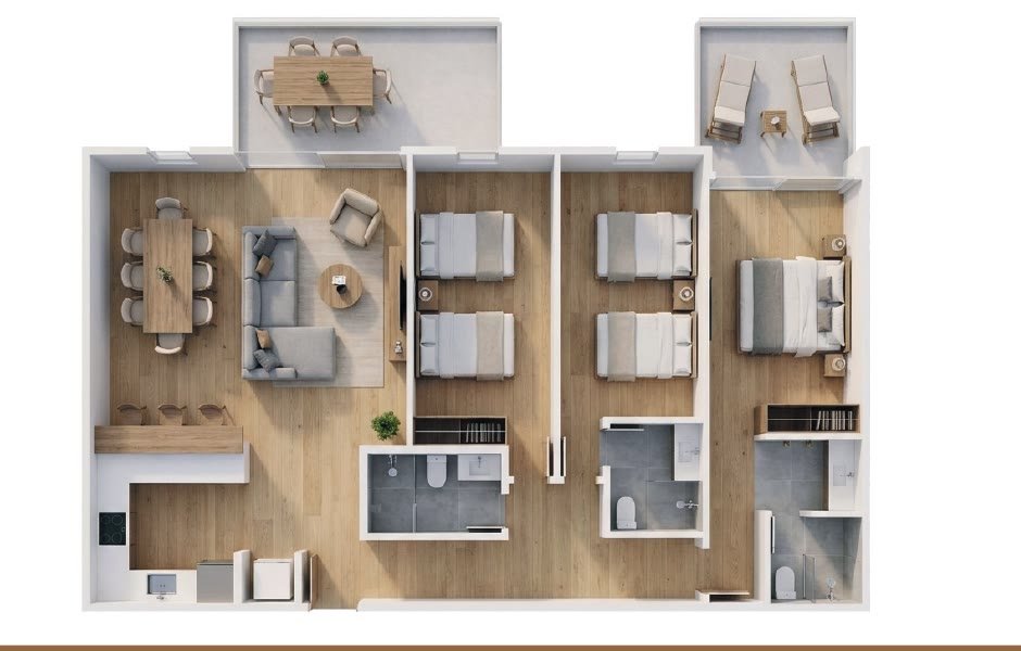Planta arquitectónica Apartamento Tipo 3A, Mangla